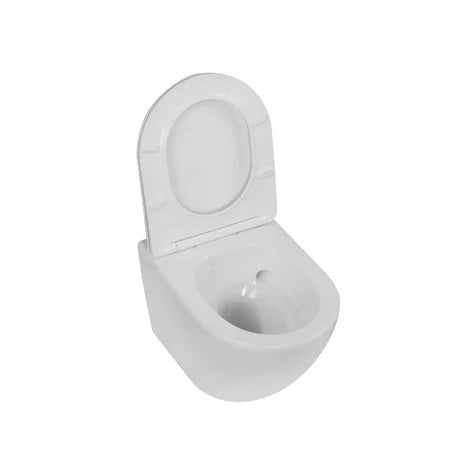Тоалетна без ръб Desna CycleOn - Laveo снежнобяла тоалетна чиния с капак Duroplast за онлайн магазин KERANOVA