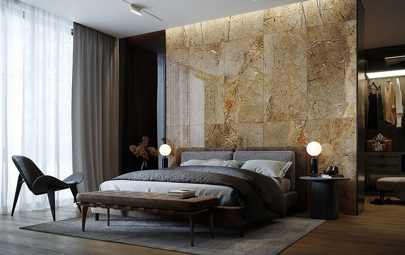 Vulcanic Dust Beige 60x120 Cersanit полиран гранитогрес в спалня - онлайн магазин за обзавеждане за бани KERANOVA