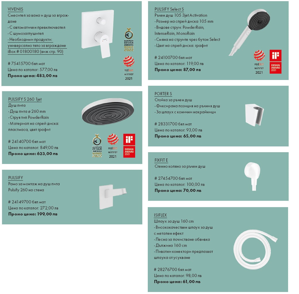 Hansgrohe Vivenis White Matt душ-система за вграждане бял мат - онлайн магазин за обзавеждане за бани KERANOVA