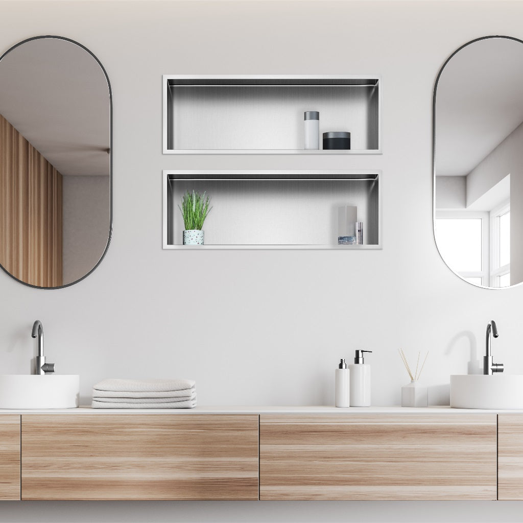 Ниша за вграждане WALL-BOX ONE Inox в иноксова баня, вградена ниша 60x30 см за душ и аксесоари – онлайн магазин KERANOVA