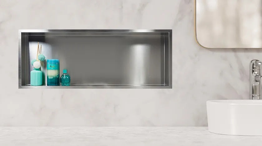 Ниша за вграждане WALL-BOX ONE Inox в иноксова баня, неръждаема ниша 30x30x7/10 см - онлайн магазин KERANOVA