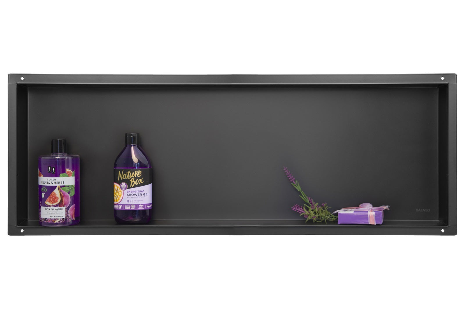 Ниша за вграждане WALL-BOX No Rim Black  - черен мат, черна вградена ниша за баня с аксесоари, онлайн магазин KERANOVA