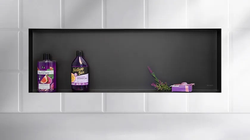 Ниша за вграждане WALL-BOX No Rim Black  - черен мат вграден в баня, черна мат ниша с елегантен минималистичен дизайн
