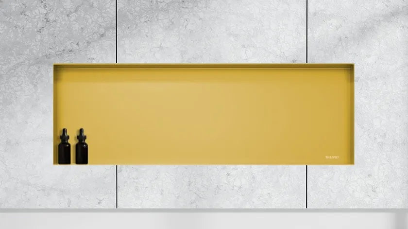 Ниша за вграждане WALL-BOX No Rim Gold  - златен мат в баня, златна мат ниша с търговски дизайн за KERANOVA