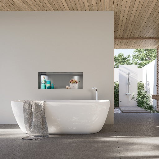 Ниша за вграждане WALL-BOX No Rim Inox в инокс за баня над вана, онлайн магазин за обзавеждане KERANOVA