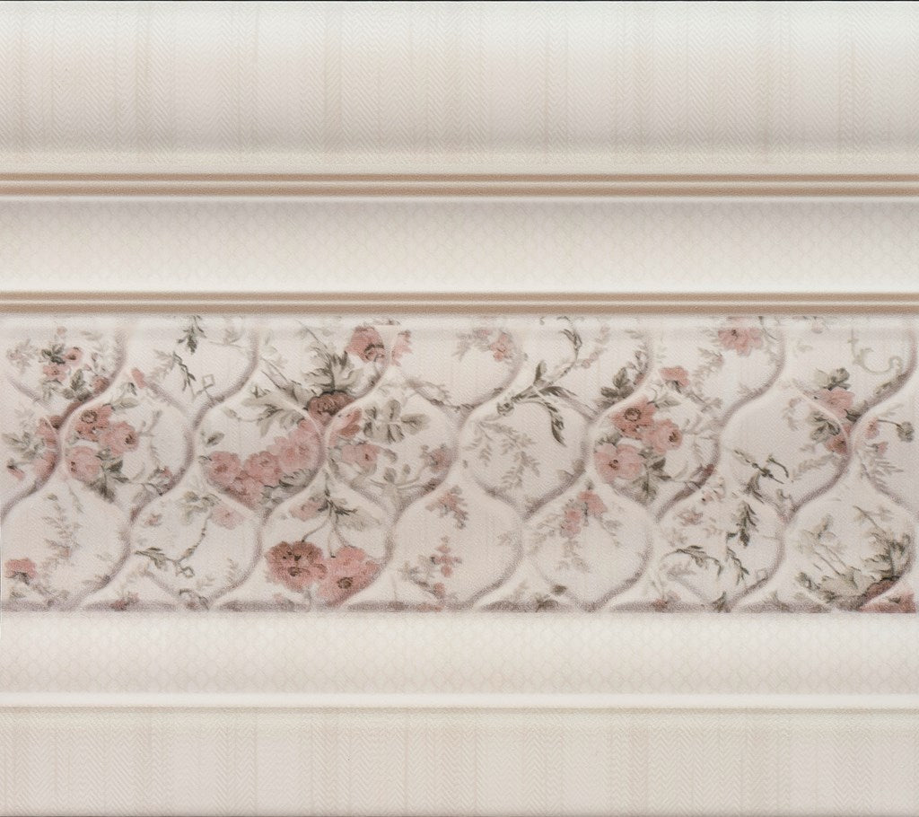 Zocalo Rossana 20x22.5 декоративен бордюр с пастелни розови цветя за бани - онлайн магазин KERANOVA