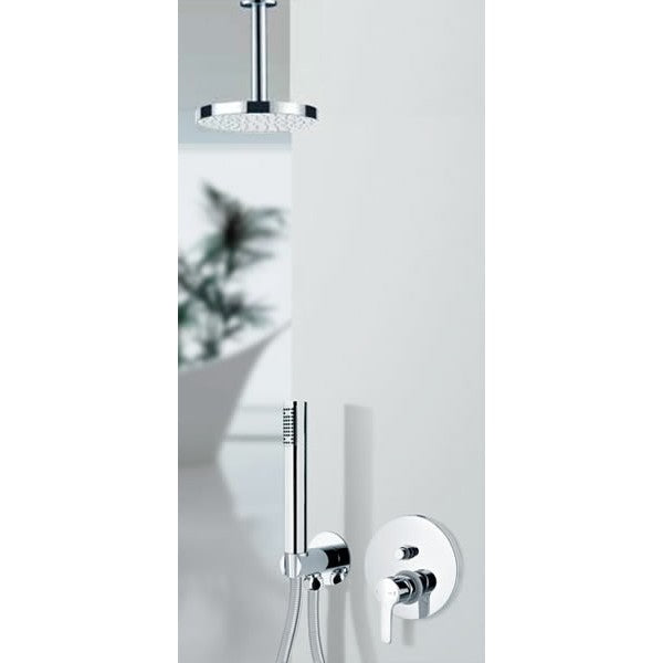 Вграден сет Miro Alpi с рамо от тавана - хром душ комплект за вграждане, пита 220мм и ръчен душ, KERANOVA