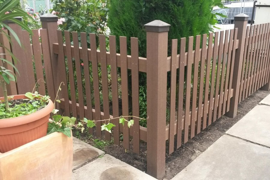 WPC елементи за огради, парапети, беседки и перголи - кафяви WPC плътни профили F80x35 mm ограда за градина, онлайн магазин KERANOVA