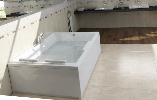 Хидромасажна вана Atina 180x120 см. в бяла правоъгълна форма с тънки бордове, PMMA/ABS конструкция - онлайн магазин за обзавеждане за бани KERANOVA