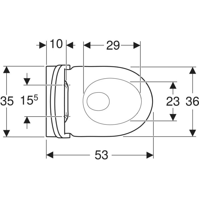 GEBERIT Sigma01 Chrome с тоалетна Geberit Acanto Turboflush - техническа схема с размери на окачена тоалетна чиния за онлайн магазин KERANOVA