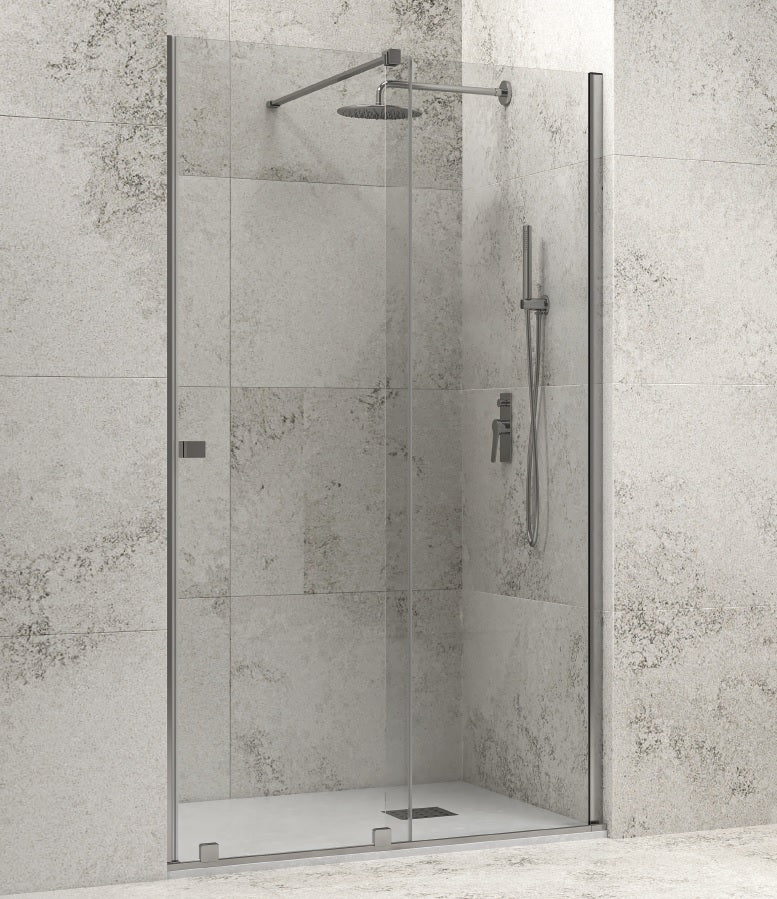 Параван Animus  Cromo - 167.5-169 см. луксозен стъклен параван за баня с плъзгаща и статична част, KERANOVA