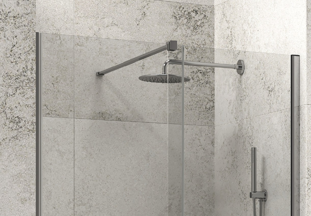 Параван Animus  Cromo - 117.5-119 см. луксозен стъклен параван за баня с плъзгаща и статична част, 8 мм закалено стъкло, анти калк, KERANOVA