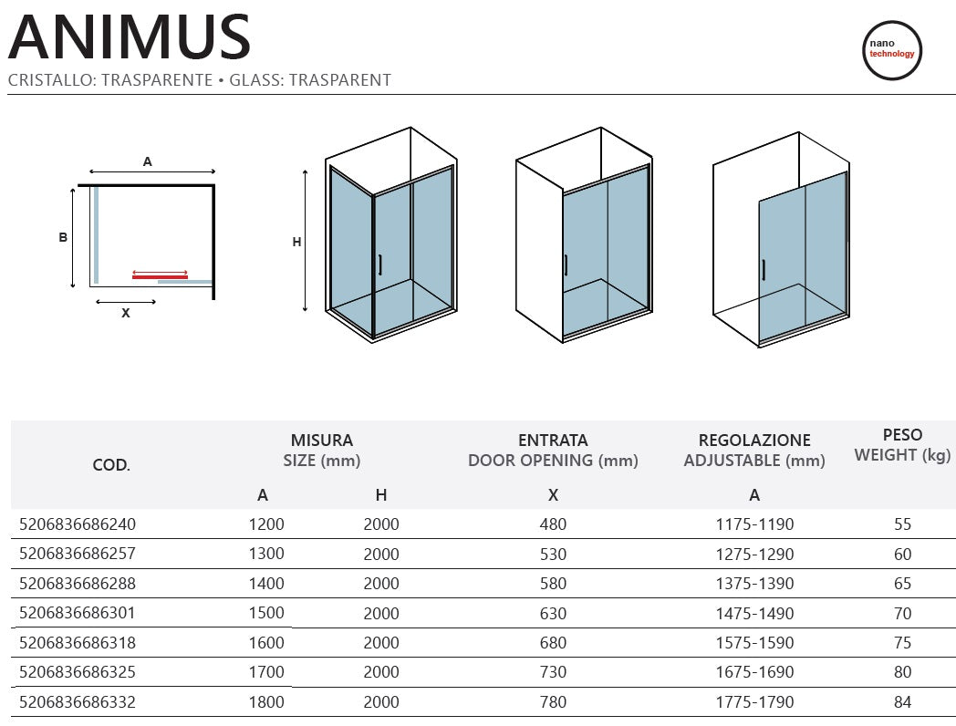 Параван Animus Oro - 147.5-149 см. - brushed gold луксозен стъклен параван за баня с плъзгаща и статична част, 8 мм закалено стъкло, златен мат, KERANOVA