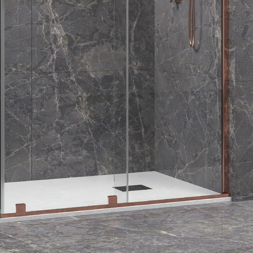 Параван Animus Rose Gold - 117.5-119 см. - розово злато, стъклен параван за баня с розово златни профили, 8 мм закалено стъкло, анти-калк, KERANOVA