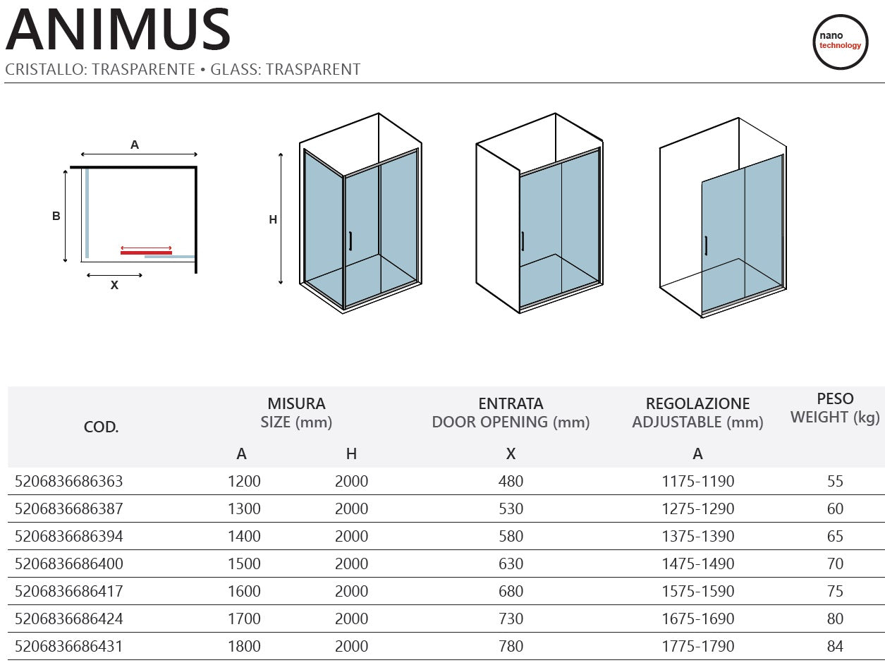 Параван Animus Rose Gold - 117.5-119 см. - розово злато, луксозен стъклен параван за баня с плъзгаща и статична част, KERANOVA
