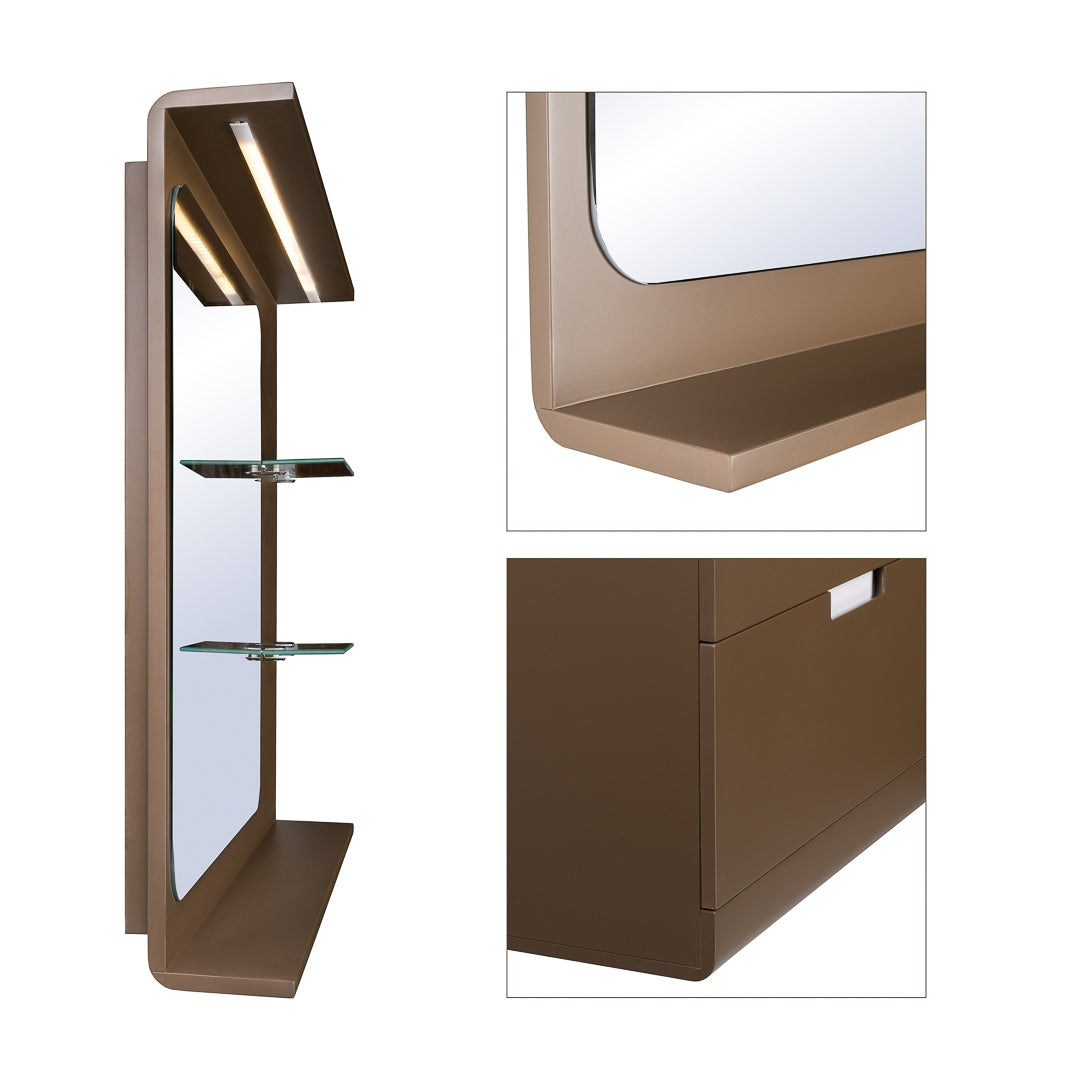 Мебел Анова 80 - PVC комплект за баня с LED огледало, стъклени рафтове и лаково покритие от KERANOVA