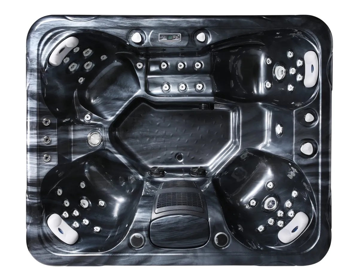 Antler River 220x180 см. джакузи за до 5 души, компактно хидромасажно спа басейн от KERANOVA, черно-сив дизайн