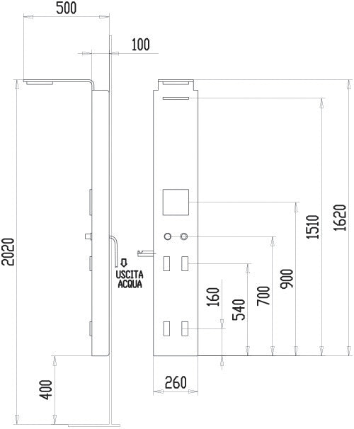 Aquastar B/W - Aquaviva хидромасажен душ панел бял или черен, размери 26x162 см, термостатичен, италия, KERANOVA онлайн магазин