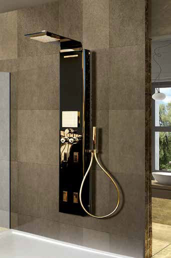 Aquastar B/W - Aquaviva хидромасажен душ панел черно/бяло 26x162 см с термостат и дъждовен стационарен душ - KERANOVA онлайн магазин