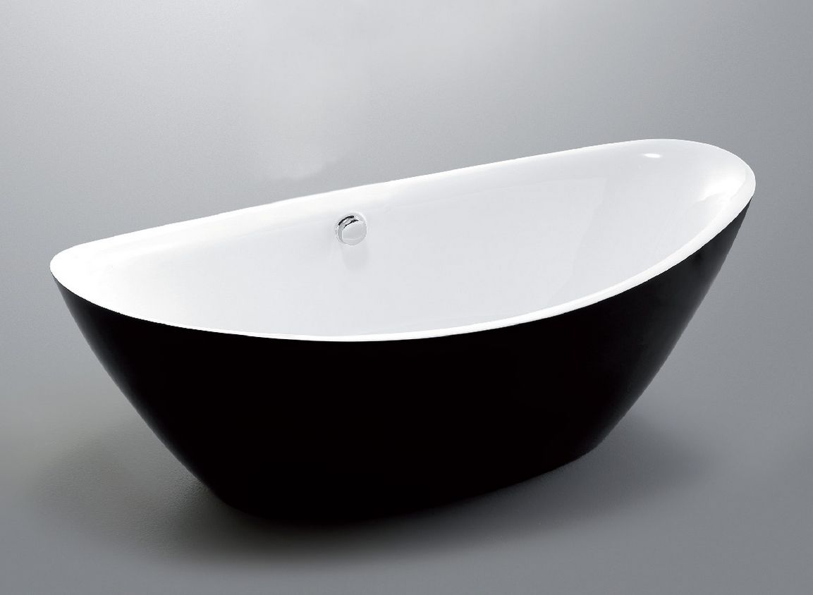 Свободно стояща вана Arezzo Black 180х87 см. - черна двустенна акрилна вана с автоматичен сифон, елегантен свободно стоящ дизайн за KERANOVA