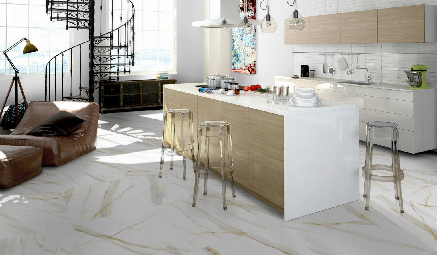 Баня Ardenza Brillo 30x90 - Keros блестящи плочки 30x90 в модерен интериор за онлайн магазин KERANOVA