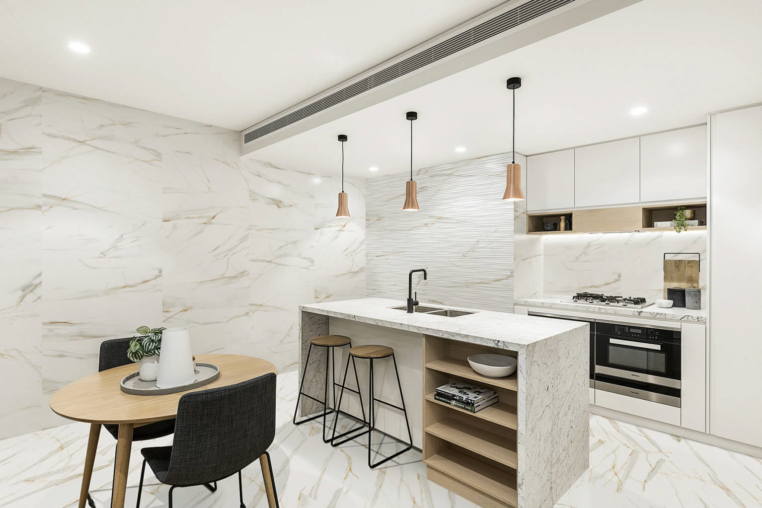 Баня Ardenza Brillo 30x90 - Keros плочки в модерна баня и кухня с бляскав бял мраморен дизайн - KERANOVA онлайн магазин