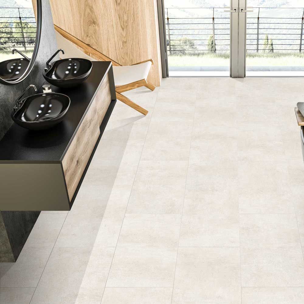 Серия Ark - Qua Granite - 4 цвята, 3 повърхности Ivory Lapato гранитогрес в баня от KERANOVA онлайн магазин