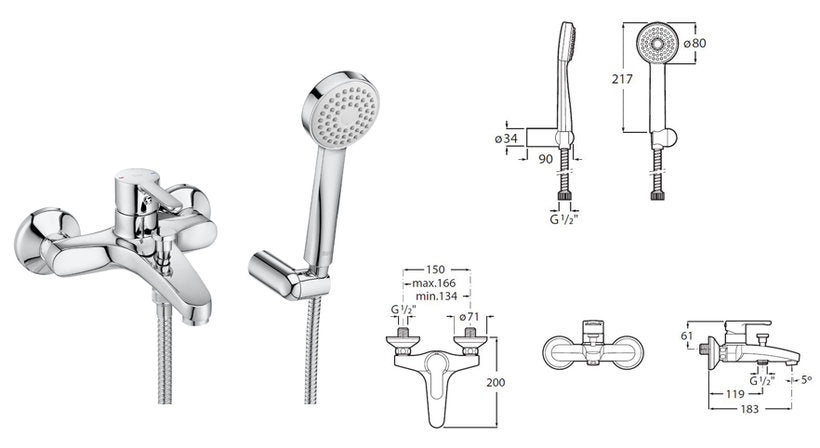 Комплект Arola 3 в 1 Roca – промо комплект смесители за баня (умивалник, вана/душ, тръбно окачване) от KERANOVA