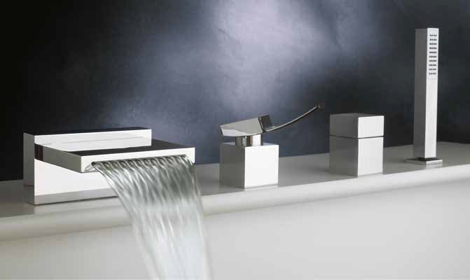 Смесител за вана Arte - квадратен каскаден чучур с 4 отвора, италиански дизайн, онлайн магазин за обзавеждане за бани KERANOVA