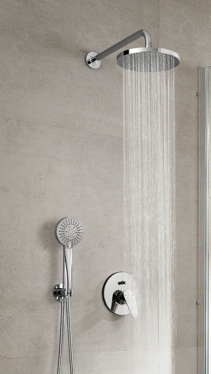 Вграден комплект Atlas Roca - хромирана душ глава Rainsense и ръчен душ, комплект за баня KERANOVA