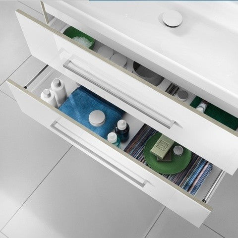 шкаф с мивка Avento 80 White - Villeroy & Boch бял гланц MDF шкаф с две чекмеджета soft close онлайн магазин KERANOVA