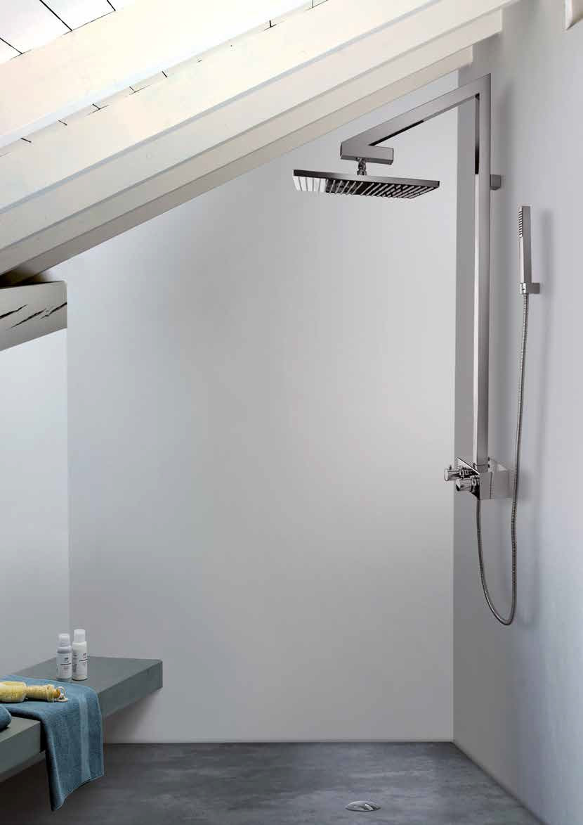 Душ колона за скосен таван Azzurra Italy - луксозна неръждаема стомана, термостат, шлаух 150 см, KERANOVA онлайн магазин