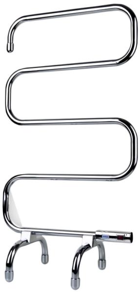 Електрически радиатор стойка за кърпи - хром, хромиран S-образен дизайн 95x50x31 см, 70W, монтаж под или на стена, KERANOVA онлайн магазин