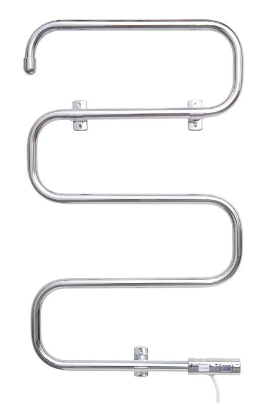 Електрически радиатор стойка за кърпи - хром, S-образен хромиран сушител 95x50x31 см за баня, 70W, монтаж под или на стена, KERANOVA