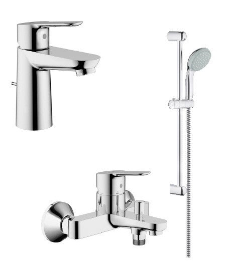 Grohe Bauedge промо пакет 3 в 1 - комплект смесители за баня хром, едноръкохватков, душ комплект, KERANOVA онлайн магазин