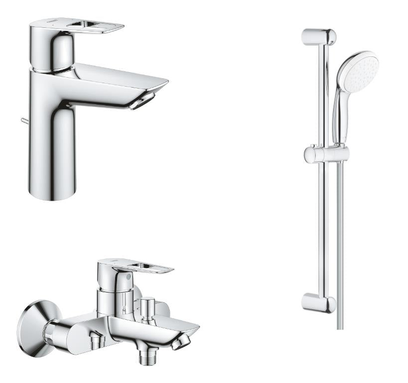 Grohe BauLoop промо пакет 3в1 2022 – комплект смесители и душ гарнитура за баня, хром, онлайн магазин KERANOVA