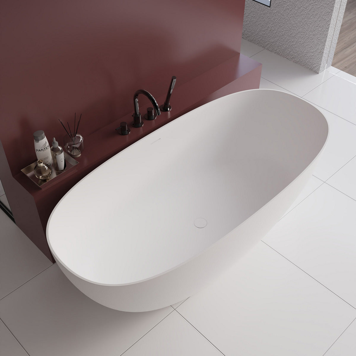 Свободно стояща вана Solidstone Bella Dona - 170х78 см и 180х82 см - бял мат, елегантна овална вана в онлайн магазин за обзавеждане за бани KERANOVA