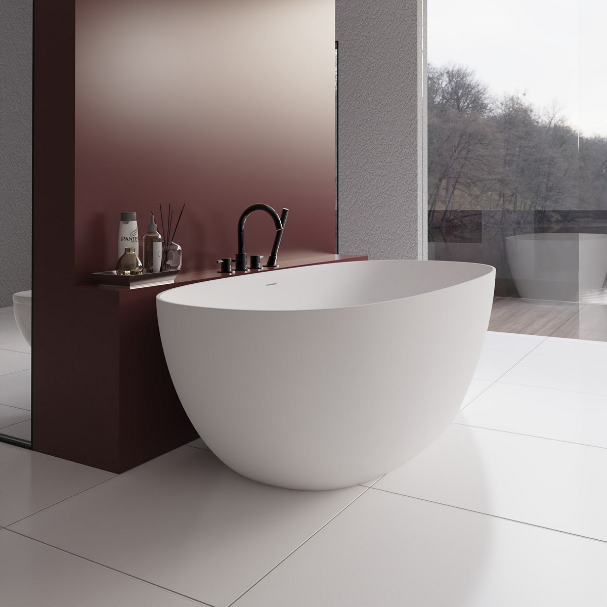 Свободно стояща вана Solidstone Bella Dona - 170х78 см и 180х82 см - бял мат в стилна бяла баня от KERANOVA