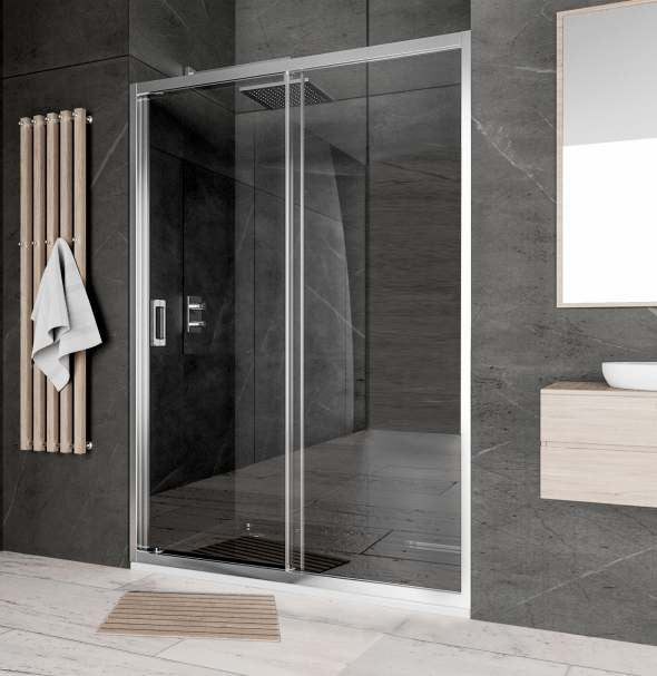 Bella W1 - 137-142 см. Душ параван с една плъзгаща се врата, хромиран алуминиев профил и 6 мм закалено стъкло, KERANOVA