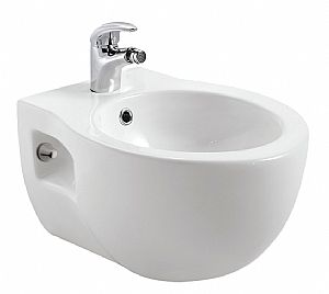 Конзолно биде Aphro за стенен монтаж, бяло керамично биде без смесител и сифон - онлайн магазин за обзавеждане за бани KERANOVA