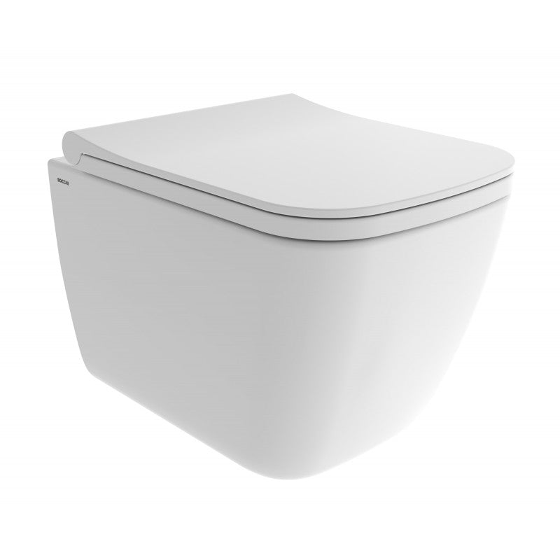 Промо пакет Bocchi Quadro и Grohe с черен мат бутон - конзолна тоалетна Bocchi Quadro Rimless, окачена, чист дизайн, онлайн магазин KERANOVA