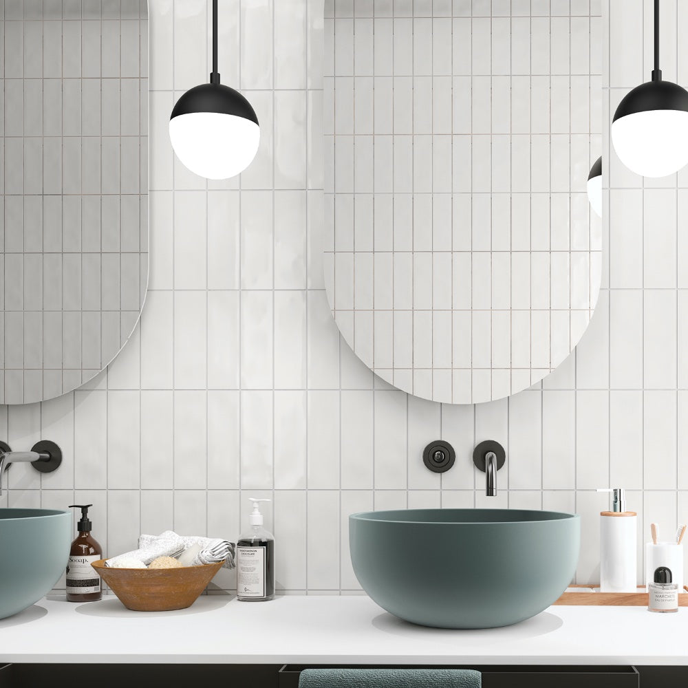 Серия Borgo 6.5x20 - Bestile бели гланцирани плочки в модерна баня, онлайн магазин за обзавеждане за бани KERANOVA