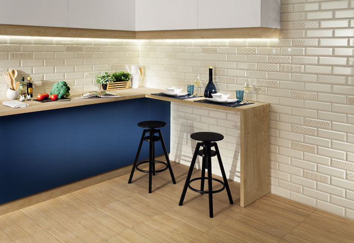 Brika 22.3x44.8 - Ceramika Arte бели матирани декоративни плочки в кухня/баня, онлайн магазин за обзавеждане за бани KERANOVA