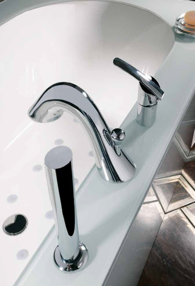 Смесител от борд на вана Class - 3 дупков модерен хром смесител с ръкохватка хром/венге за онлайн магазин KERANOVA