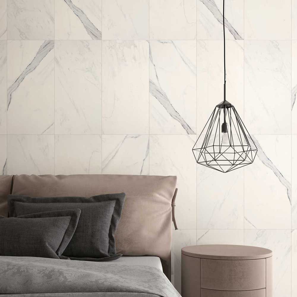 Calacatta Polished 60x60 и 60x120 - Qua Granite полиран гранитогрес с мраморен декор за баня от KERANOVA