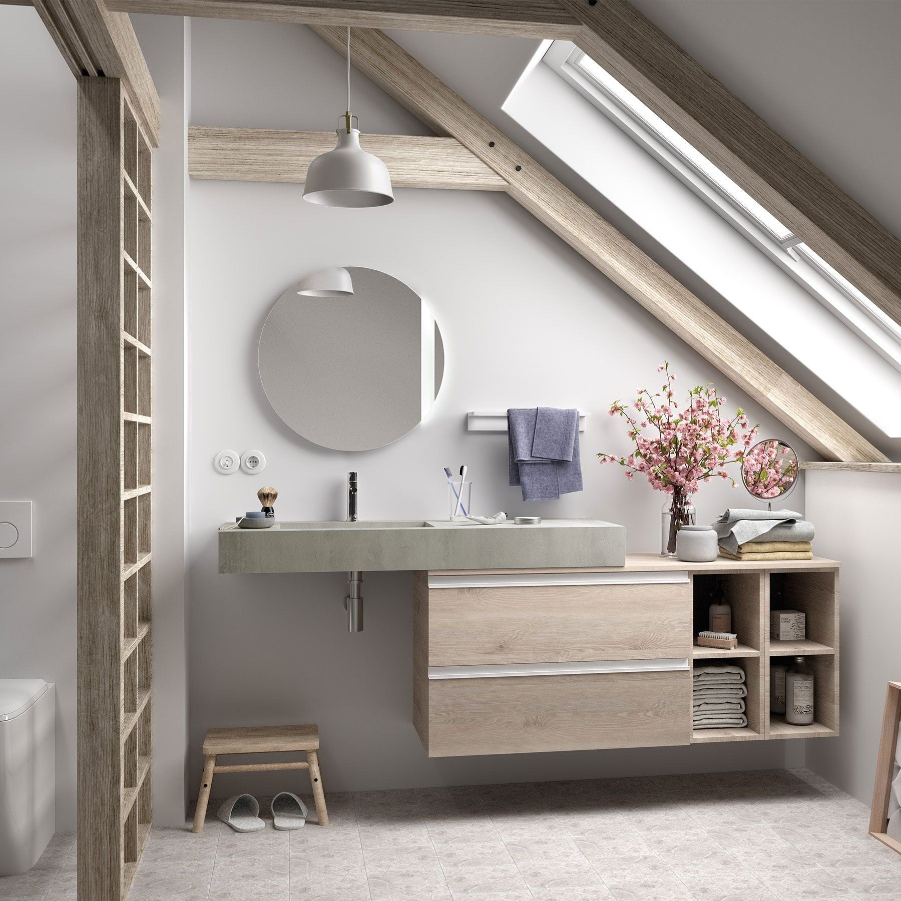 Плот Compakt с излято корито в 5 различни декора - модерен банен плот HPL, минималистичен дизайн за онлайн магазин за обзавеждане за бани KERANOVA