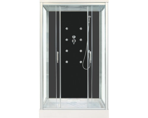 Душ кабина Roxana 120х90 см. хидромасажна с Quick Line, 5мм стъкло, двойни ролки, LED, радио, вентилатор — KERANOVA