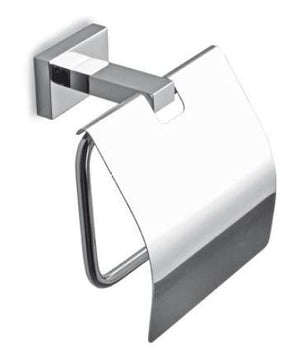 76051 държач за хартия с капак - хромиран стенен държач за тоалетна хартия от KERANOVA, модерен квадратен дизайн
