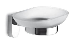 CLD-7959 стъклена чаша за баня от KERANOVA – стенно монтажно стъклено панерче с хромирана стойка