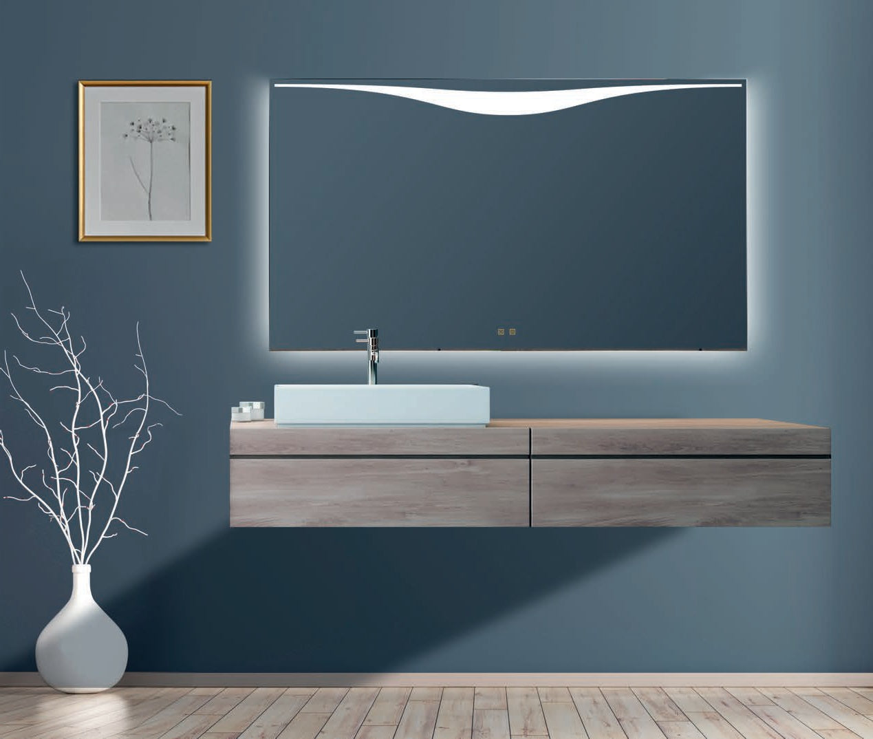 Огледало с осветление Clio 120х70 см. луксозно LED огледало 120x70 см с touch screen и нагревател, IP44, онлайн магазин KERANOVA